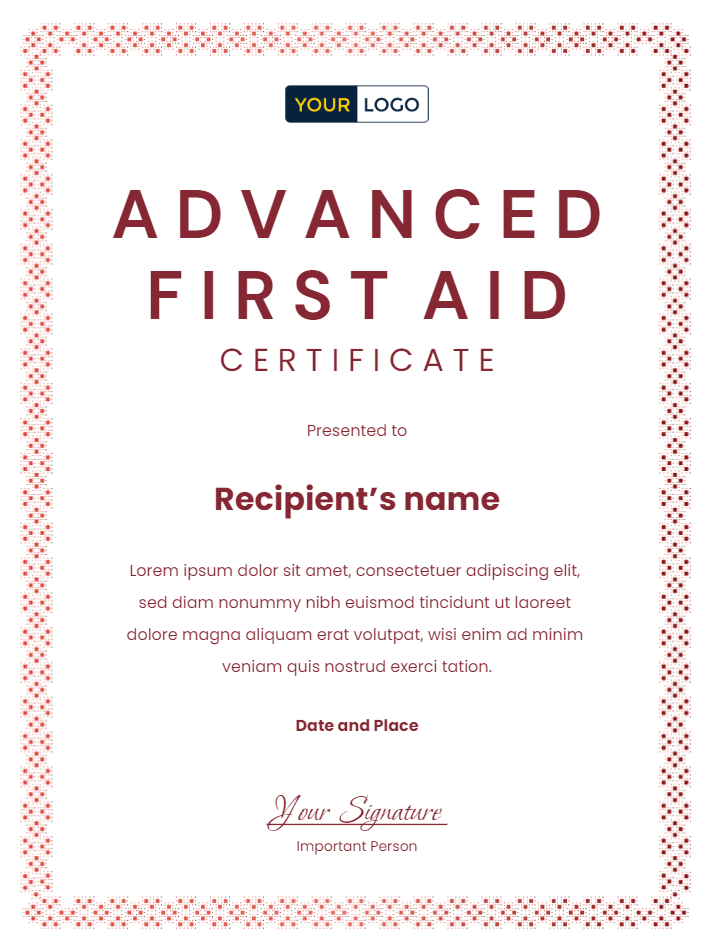 8 FREE First Aid Certificate Templates Virtualbadge.io